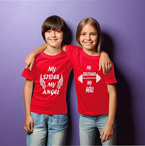 Image of Hangout Hub |Sibling Tshirts| Brother Sister Angel Hero | Set of 2