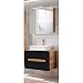 Produktbild Lomadox Badmöbel Waschplatz Set, seidenmatt anthrazit mit Wotan Eiche Nb., 80 cm Waschtisch-Unterschrank mit Keramik-Waschbecken, LED-Spiegelschrank