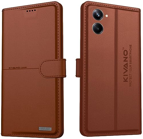 Image of KIVANO Compatible with Realme 10 Pro 5G Flip Cover | Leather Finish | Inside Pockets & Inbuilt Stand | Shockproof Wallet Style Magnetic Closure Back Cover Case