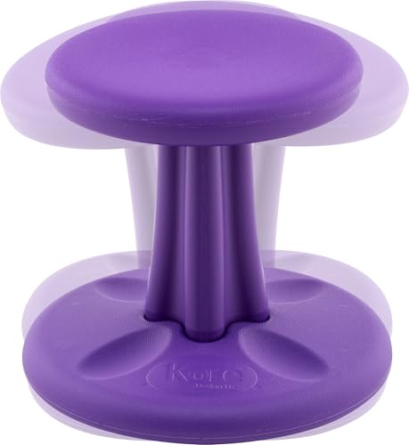 Image of Kore Preschool Wobble Stool, Flexible Seating, Ages 4-5, 12in, Purple | Wiggle chair for classroom and home boosts focus, improves posture, and provides an energy outlet; anti-tip base; Made in USA