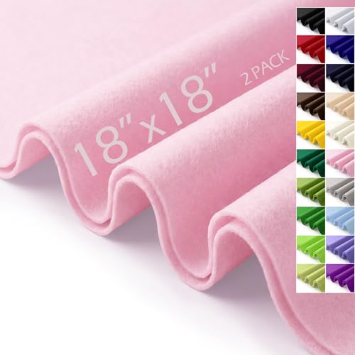 Light Pink Soft Felt Fabric Sheets 18 X 18 (2 Pack) 1.6mm Thick Craft Felt Fabric Squares Precut Felt Sheets for DIY Sewing School Crafts Classroom & Decorations