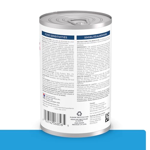 Hill\'s Prescription Diet d/d Food Sensitivities Wet Dog Food, Potato & Venison, 13 oz. Cans, 12-Pack