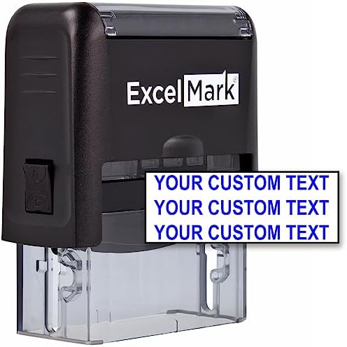 ExcelMark Custom Self-Inking Stamp - Up to 3 Lines - 11 Color Choices and 17 Font Choices (Medium)
