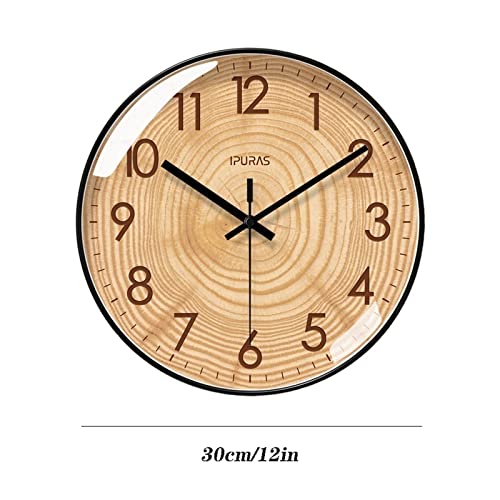 Horloge murale imitation bois texture quartz silencieuse décoration créative de salon