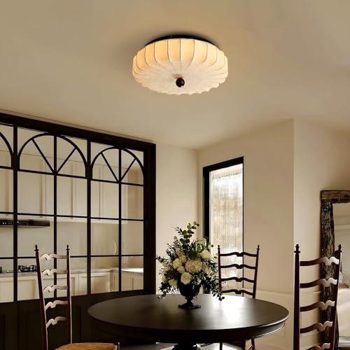 Plafonnier tissu wabi-sabi beige de Ø50cm dimmable avec télécommande
