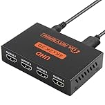Bpzmm HDMI Splitter 1 in 4 out, 4K Splitter HDMI Multi Connector Adapter with 3.3FT Cable 4K@30HZ Full HD for PC Laptop HDTV Projector Xbox PS3 PS4 PS5, Mirror Only, Not Extend