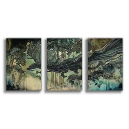 Poster dragon de forêt mystérieuse sur toile pour créer un cocon d'évasion chez soi