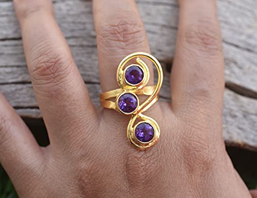 Veracity Jewelry Amethyst Ring * 18K Gold Plated* Rings For Girls*Gemstone Rings*Statement Rings* February Birthstone Rings * Bridal Rings - Boho Rings, Rings For Women, Birthday Gifts -Vr-222 #TOP6
