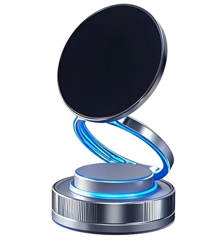 GrandMil Magnetic Car Phone Holder – Compact 360° Rotating & Foldable Mount with Vacuum Suction, Adjustable for iPhone, Samsung & All 4.0''–6.7'' Smartphones & Tablets(Black)