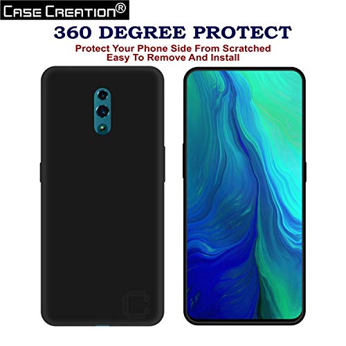 Image of Case Creation for Oppo Reno 2019 Back case, Oppo Reno Slim Flexible Smart Look case with 360 Camera All Angle Protection (Pure Black)