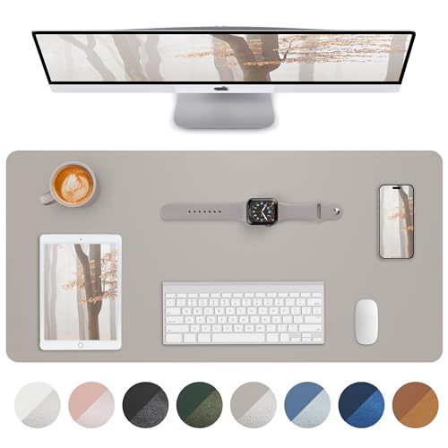 Image of Leather Desk Pad Blotter,Mouse Pad,Office Desk Mat, Non-Slip PU Leather Desk mat,Large Desk mat,Waterproof Keyboard mat for Office /Home /Decor (Light Grye,35 inch x 17 inch)