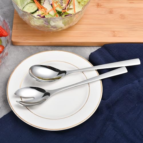 IMEEA 10 inch Salad Servers 18/8 Stainless Steel Salad Spoon and Fork Serving Set