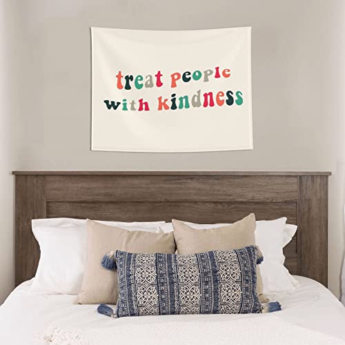 Gowmee Treat People With Kindness Tapestry Preppy Cute Pink Tapestries Aesthetic Wall Hanging Banner For Teen Girl College Dorm Bedroom Living Room Party Decoration 29"X37" #TOP2