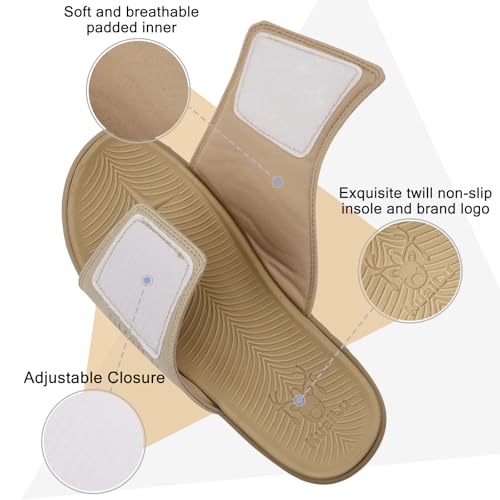 Image of KuaiLu Mens Athletic Slides Wide Adjustable Arch Support Sport Sandals | Soft Cushioned Open Toe Summer Slippers for Plantar Fasciitis Slip On House Shoes Indoor Outdoor
