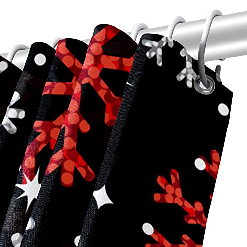 Rideau de douche imperméable anti-moisissure motif flocons noirs 66x73