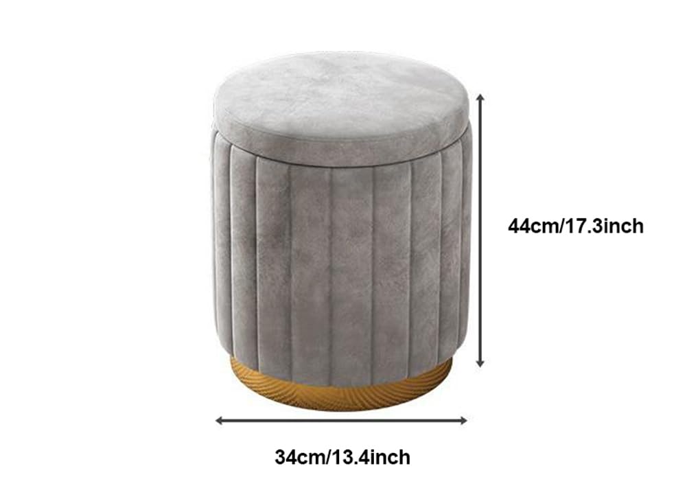 Sgabello ottomano con coperchio rimovibile, sgabello rotondo imbottito in velluto per trucco, poggiapiedi imbottito per soggiorno camera da letto (marrone)