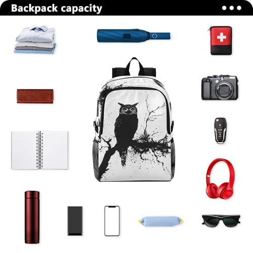 AIXIWAWA Lightweight Hiking Backpack Ink Painting Owl Print, Foldable Waterproof Daypack for Camping Travel2