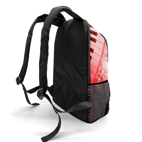 Personalized School Bags Love Music Piano Backpack Custom Name Daypack Book Bag for Camping Sports Present Red4