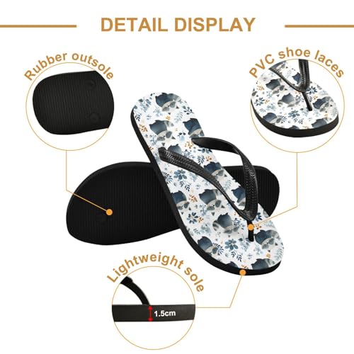 Flip Flop Sandals Anime Raccoon Print for Women Men Beach Outdoor XS3