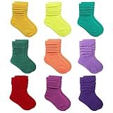 MINI PANDA Little Girl Socks,Socks for Girls,Long Crew Socks for Girls 9 Pairs (as1, age, 7_years, 9