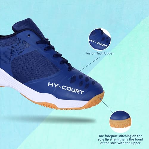 Image of NIVIA HY-Court 2.1 Badminton Shoes for Men | Ultimate Footwear for Court Mastery | Padel Shoes | Pickleball Shoes | Non-Marking Court Shoes | Unleash Your Full Court Potential | (Navy Blue /Red /Yellow /Black)