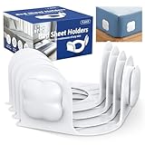 Vokolesd 4Pcs Bed Sheet Holders for Corners, Fitted Sheet Holder Keep Sheets Firm, Durable Heavy Duty Bed Sheet Clips, Bed Lock Sheet Holders,Fit All Mattress Easy Install (White)