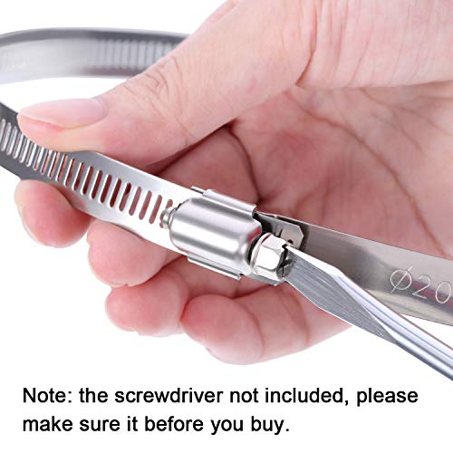 Boao 4 Pieces 8 Inch Adjustable 304 Stainless Steel Duct Clamps Worm Gear Hose Clamp for Pipe, Intercooler, Plumbing, Tube and Fuel Line - Thumbnail 3