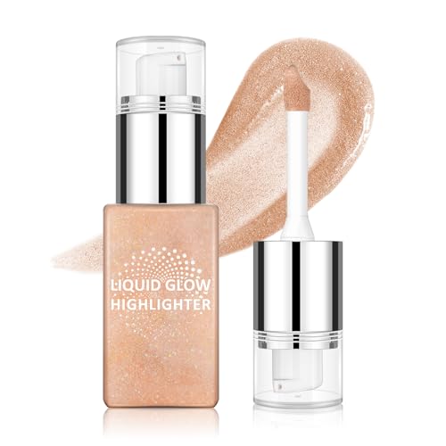 AWCCXMYM Liquid Highlighter & luminizer Longwear Body Shimmer Highlighter Makeup Hydrating Glotion for Radiant Glow Lightweight Dewy Finish Face Makeup #Medium Glow