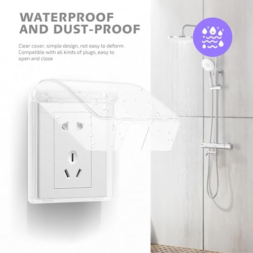 XoeLLe Außensteckdosen Wandschalter, 2 Stück Schalter Abdeckungen Stecker Box Steckdose Regenschutz Selbstklebende Außensteckdosen 86 Typ Steckdosenabdeckung Abdeckung Spritzschutz 12x10,5x4,2cm,Weiß