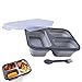 Bento Box, Cyleibe Faltbare Lunchbox Lebensmittel mit drei Fächern und Löffel und Gabel für Erwachsene / Kinder