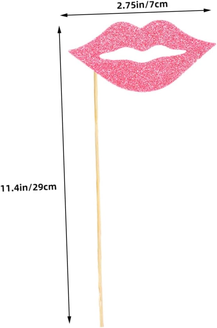 Ciieeo 60 Pcs Pink Lip Photo Booth Props with Wood Sticks, Funny Lip Party Decorations for Wedding, Birthday, Anniversary, and Valentine’s Day Photobooth Supplies