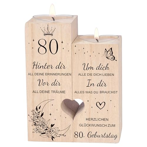 80 Geburtstag Frau Mann，Kerzenständer，80 Geburtstag Deko Geschenkideen，Geburtstagsgeschenk für Vater, Mama, Frau，Schwester, Freundin