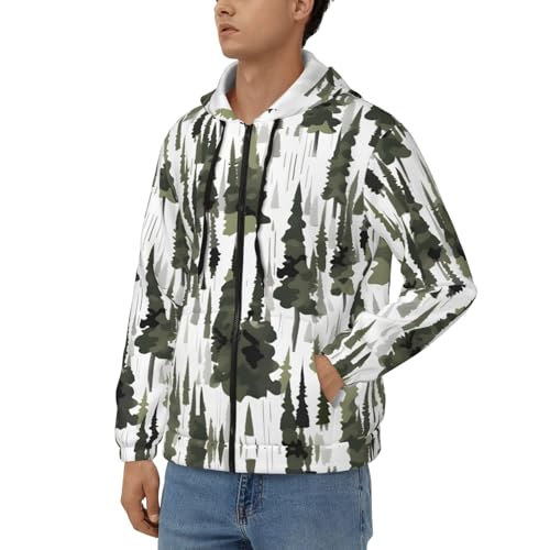 Sweat à capuche homme blanc fermeture éclair et cordon de serrage