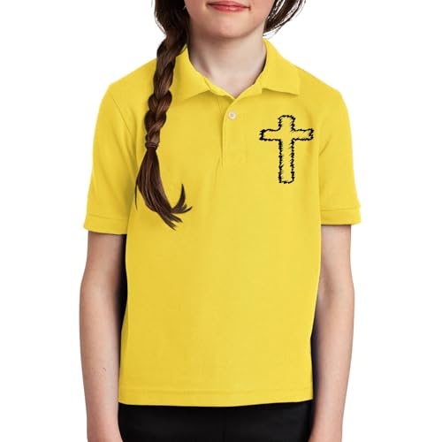 Boys Girls Short Sleeve Polo Shirts Cross Print Tennis Aesthetic Tops for Tween School Uniform Shirts Collared Tops