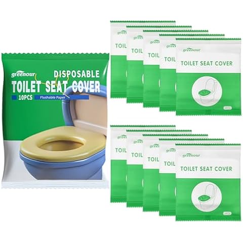 Greenour Toilet Seat Cover Disposable Flushable Travel Pack Extra Large Portable Paper Toilet Seat Covers for Public Restrooms, Airplane (10pcs) Cover