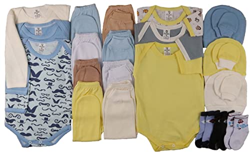 Kit C/23 Peças Body + Mijão Roupas Bebê Maternidade Enxoval (Azul-MENINO, P)