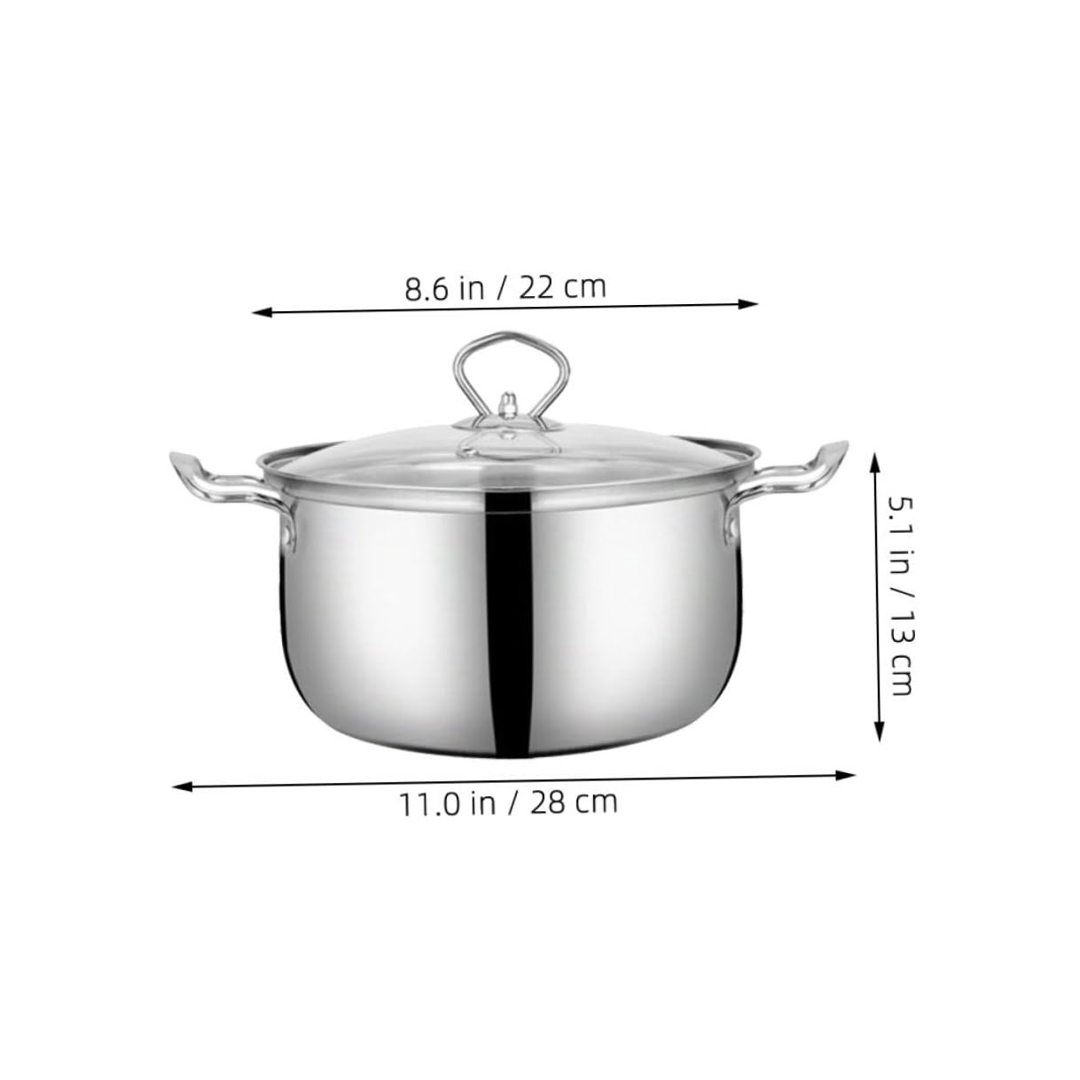 TOYANDONA Marmite Antiadhésive en Acier Inoxydable Argenté, Fond Épais pour Cuisson Uniforme, Compatible Cuisinière à Gaz et Induction, Équipement la Cuisine pour Pot de Nouilles