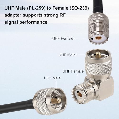 Adaptador UHF Macho a Hembra Ángulo Recto 3 unidades miniatura 4