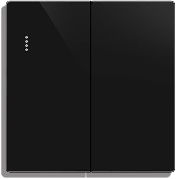 CNBINGO Big Rocker Button Switch with Phosphor Dots, Modern Matte Black Wall Plate, Electrical Double Light Switch, 2 Gang 2 Way, 16A 250V