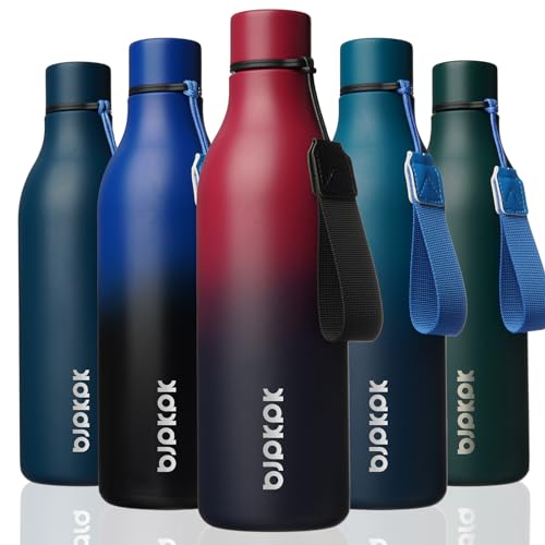 Image of BJPKPK Insulated Water Bottles, 25 oz Stainless Steel Metal Water Bottle with Strap, BPA Free Leak Proof Jugs, Mugs, Flasks, Reusable Thermal Flasks for Sports & Travel,Charming Red