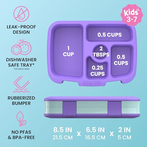 Image of Bentgo Kids Prints Leak-Proof, 5-Compartment Bento-Style Kids Lunch Box - Ideal Portion Sizes for Ages 3-7, Durable, Drop-Proof, Dishwasher Safe, & PFAS & BPA-Free Materials (Mermaids in the Sea)