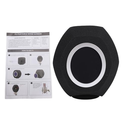 Luocute Pare-brise de Microphone, Filtre Anti-pop Professionnel avec Mousse Insonorisée Haute densité et Maille Acoustique Bleue F3 pour Microphones Dynamiques à Condensateur, Cabine (Filet noir)