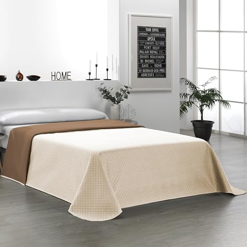 Martina Home Couvre-lit boutis réversible, 100% Polyester, Beige Marron, lit de 90 cm