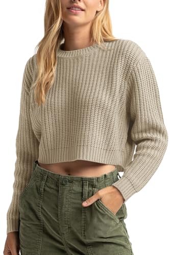 Jumppmile Cropped Sweater for Women Knit Crewneck Long Sleeve Cro...