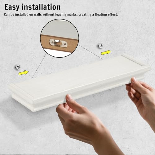 WPAJIRZO Schmales Wandregal 3er Set, Vintage Schweberegale Bilderleiste Dekorativer Hängeregal für Wohnzimmer, Küche, Flur & Bad, Regal zur Präsentation Länge 30 cm 36 cm 42 cm