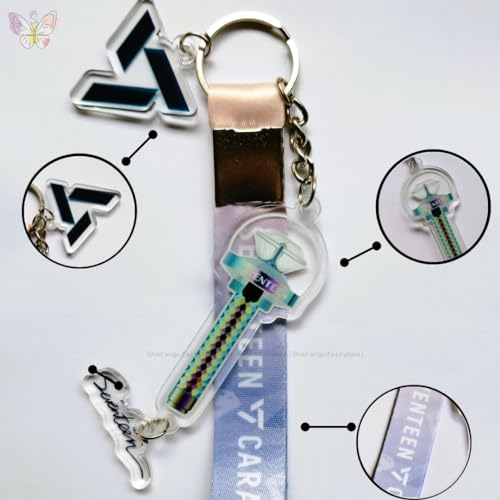 Image of SEVENTEEN Caratbong Lightstick Inspired Acrylic Keychain With Lanyard | SVT & Carat Logo Landyard |Kpop BoyBand | Caratbong Keyring | Seventeen Keychain| Kpop Lightstick