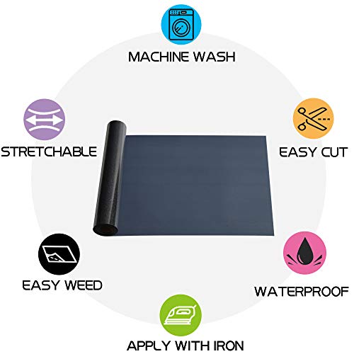 Image of RENLITONG Black Glitter HTV Heat Transfer Vinyl Rolls - 12 Inch x 5 feet Iron on Vinyl for T-Shirt and Silhouette, Easy to Cut & Weed for Heat Transfer Design (Glitter Black)