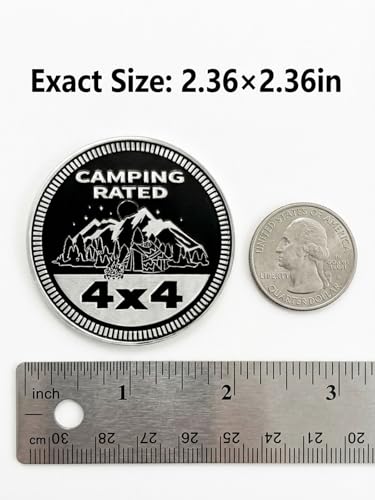 Image of 2 pcs Car Emblem 4 x 4 Metal Automotive Badge 3D Metal Car Badges Emblems Round Emblem Decals Car Badge Decals Stickers Compatible with Vehicles Trucks SUV RV Decorations (Camping)
