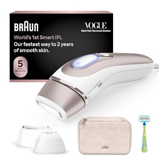 Braun IPL Skin i·expert, at Home Laser Hair Removal, Holiday Gifts for Women and Men with Free App, Vanity Case, Venus Razor, 3 Smart Heads, PL7243