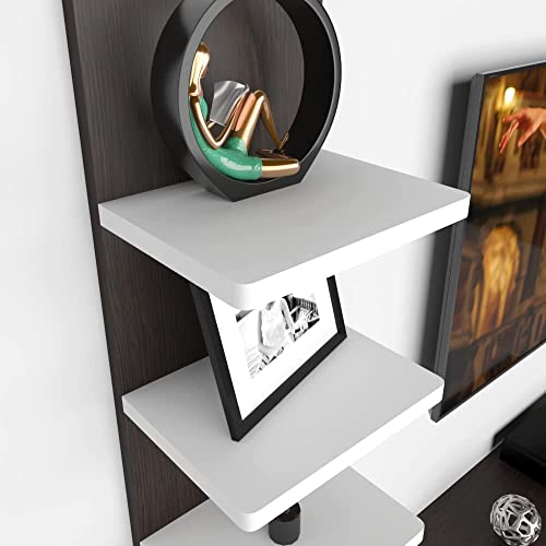 Image of ESTANTERIA Paradise Tv Unit Wall Mounted Engineered Wood TV Unit, TV Cabinet for Wall, TV Stand, TV Stand Unit Wall Shelf for Living Room, Set Top Box Wall Display Rack Stand -DIY(Walnut /White)